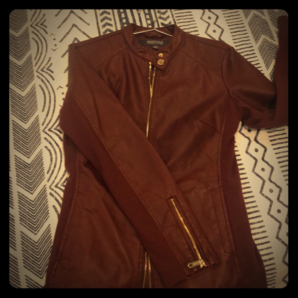 Kenneth Cole burgundy faux leather jacket